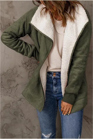 Azura Exchange Womens Faux Suede Fleece Lined Open Front Jacket - Size Medium