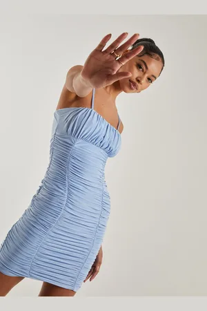Pink Vanilla Womens Ruched Strappy Mini Dress - - Size 14 UK