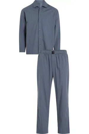 Calvin Klein COTTON POPLIN Mens Pyjama Set Steady Stripe Turbulence - - Size Medium