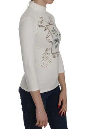 Exte WoMens Printed Turtle Neck 3/4 Sleeve Top Cotton Blouse - Size EU 38 (Womens)