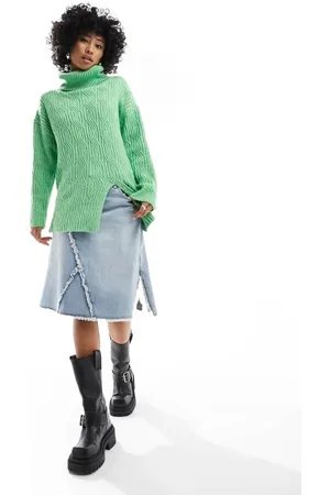 Native Youth Womens chunky funnel neck oversized jumper in - Size X-Small