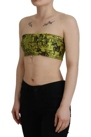 John Galliano WoMens Graphic Print Nylon Strapless Cropped Top - Size EU 38 (Womens)