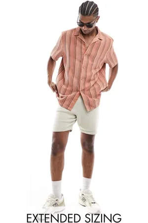 ASOS Mens relaxed revere shirt in waffle stripe - Size 2XS