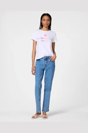 Kate Spade Womens Ombre Rainbow Logo Tee - - Size X-Small