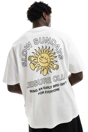 ASOS Mens oversized t-shirt in with sunshine back print - Size X-Small