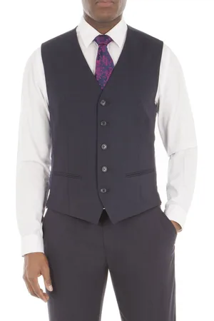 Aston & Gunn Mens Tonal Check Waistcoat - Size 34 Long
