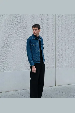Labelrail Mens x Isaac Hudson seam detail fitted denim jacket in indigo blue- - Size X-Small