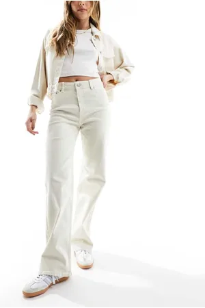 JJXX Womens straight fit high waisted jeans in white - - Size Large (Long)