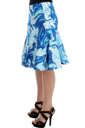 KOONHOR WoMens Peplum Fresco-Print Straight Pencil Skirt - Size EU 40 (Womens)