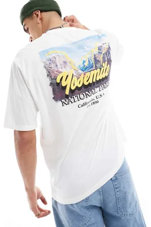 ASOS Mens oversized t-shirt in with scenic back print & chest - Size X-Small