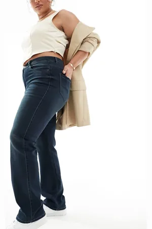ONLY Womens Augusta high waisted straight leg jeans in mid - Size 42