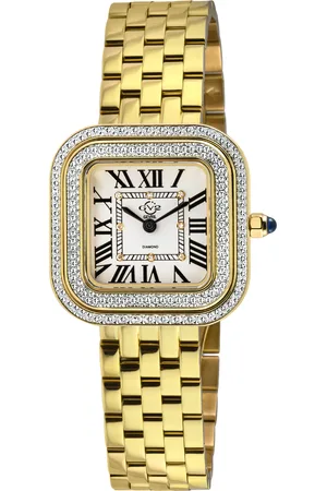 GV2 by Gevril Bellagio WoMens Swiss Made Diamond Watch, Silver-White Dial, IPYG Bracelet - - One Size