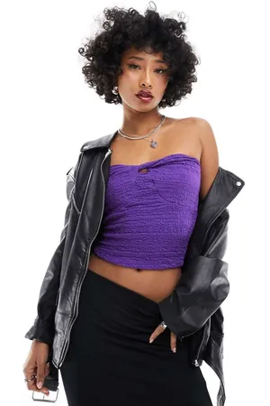 Noisy May Womens textured tube top with tie detail in -Pink - Size Medium
