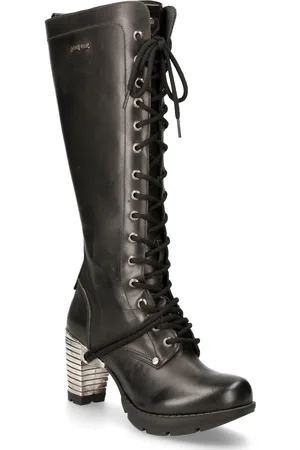 New Rock Womens M-TR005-S1 Ladies Knee High Gothic High-Heeled Boots Leather - Size EU 39