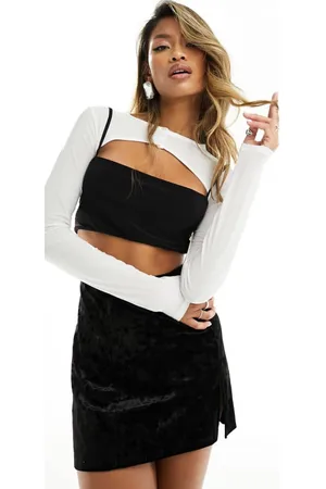 ASOS Womens super layered cut out bralette top in black and ivory - - Size Large