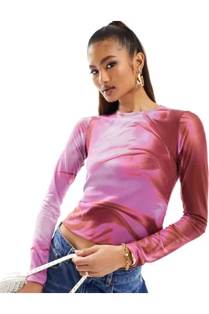 ASOS Womens printed mesh base layer long sleeve top in floral - Size X-Small