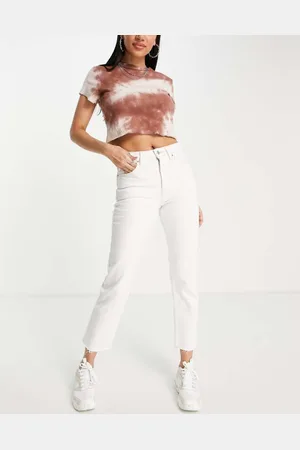Topshop Womens mid rise straight cropped jean with raw hems in - Size 24W/32L
