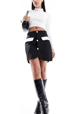 In The Style Womens exclusive tailored contrast pocket button through mini skirt co-ord in - Size 8 UK