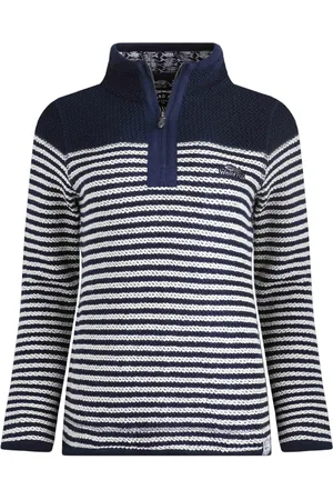Weird Fish Womens/Ladies Juliet Striped Macaroni Quarter Zip Jumper - Size 16 UK
