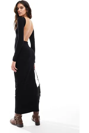 Miss Selfridge Womens long sleeve bodycon maxi dress with open back in - Size 16 UK