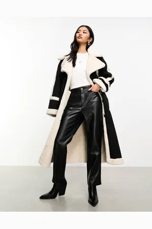 Object Womens borg panelled suedette maxi coat in - Size EU 36 (Womens)