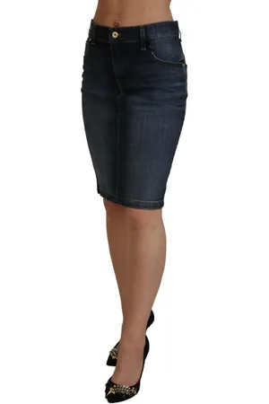 Fiorucci WoMens Dark Washed Mid Waist Pencil Cut Denim Skirt Cotton - Size EU 40 (Womens)