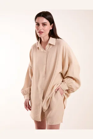 Blue Vanilla Womens Linen Shorts & Shirt Set - - One Size