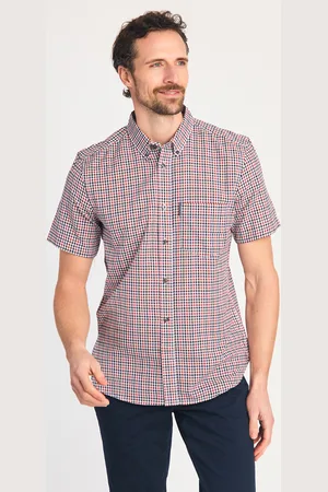 French Connection Mens Cotton Short Sleeve Gingham Chest Pocket Shirt - Size X-Large