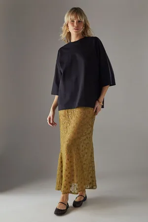 warehouse Womens Sheer Lace Fishtail Maxi Skirt - - Size 16 UK