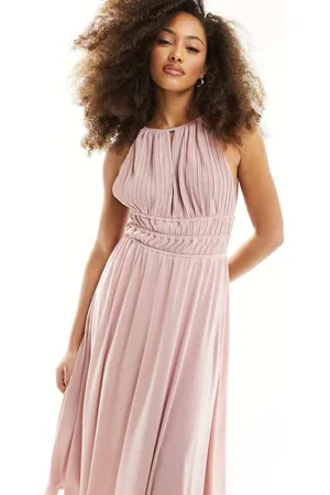 Y.A.S Womens Bridesmaid halterneck plisse maxi dress in - Size Medium