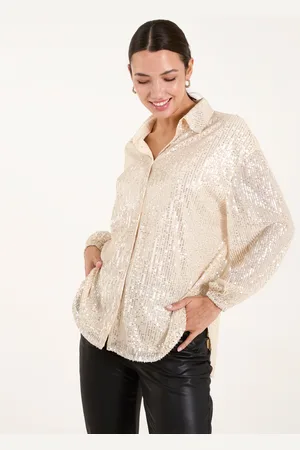Blue Vanilla Womens Sequin Shirt - - Size Small