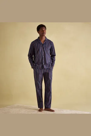 Joules HUGO Mens Pyjama Set Navy Stripe - - Size Small