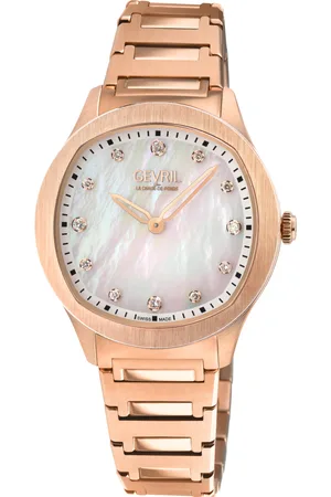 Gevril WoMens Morcote Swiss Diamond Watch, 316L SS/IPRG Case, White MOP, IP rose bracelet.. - - One Size