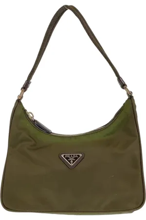 Prada Pre-owned Womens Nylon Mini Handbag Khaki Silver Hardware - Canvas - One Size