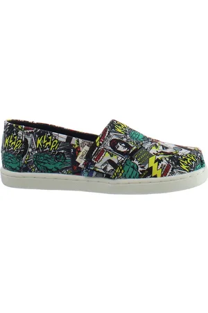TOMS Childrens Unisex Classic Marvel Print Multicolor Kids Plimsolls - Canvas - Size UK 8 Infant