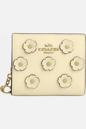 Coach Womens Snap Wallet with Floral Applique - Leather - One Size