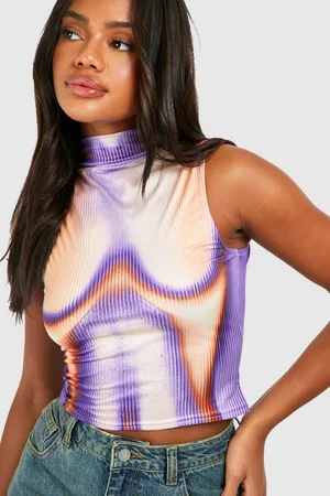 Boohoo Womens Slinky Body Print Top - - Size 6 UK