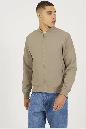 Brave Soul Mens Seersucker Bomber Jacket - Size Large