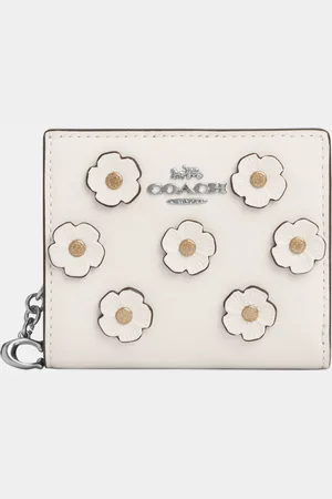 Coach Womens Snap Wallet with Floral Applique - Leather - One Size