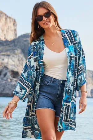 Sosandar Womens Scarf Print Kimono - Size 12 UK