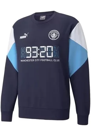 PUMA Manchester City Football Club Long Sleeve Crew Neck Mens Sweaters 764522 03 - Cotton - Size 2XL