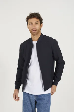Brave Soul Mens Seersucker Bomber Jacket - Size Small