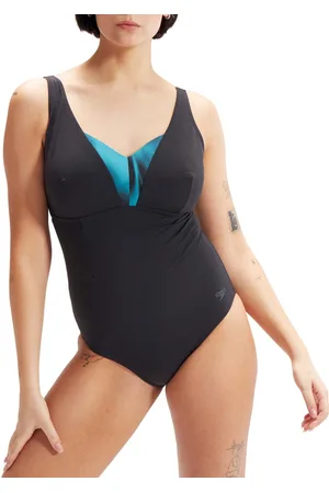 Speedo Womens Shaping Printed OpusGem Swimsuit in black blue - Size 12 UK