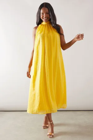 wallis Womens Floral Organza Halterneck Midaxi Dress - - Size 20 UK