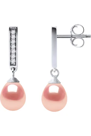Diadema Womens Earrings Dangle Freshwater Pearls 6-7mm Pears Roses Jewelry 925 - Silver - One Size