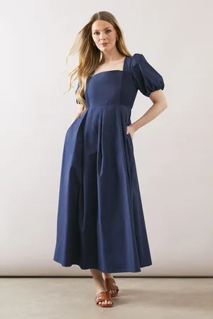 wallis Womens Cotton Puff Sleeve Midaxi Dress - - Size 18 UK