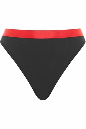 Nicce London Contrasting Waistband Black Womens Heart Thong Underwear 211 2 15 08 0043 - Cotton - Size Small