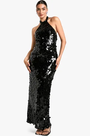 Boohoo Womens Disc Sequin Halterneck Maxi Dress - - Size 8 UK