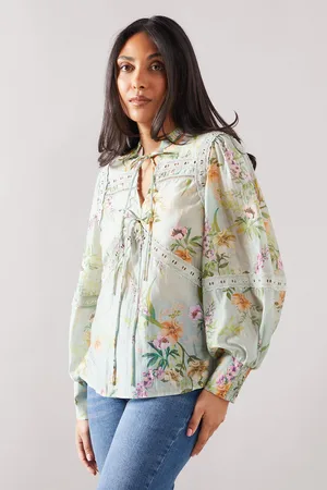wallis Womens Petite Floral Lace Insert Blouse - - Size 14 UK