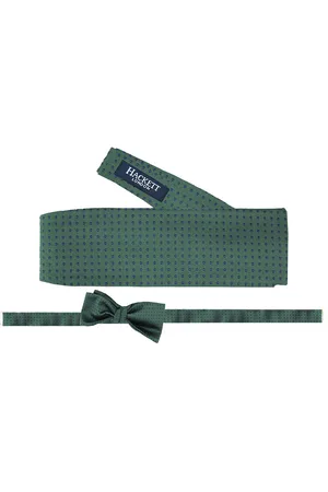 Hackett Printed Silk Mens Dark Green Bow Ties - - One Size